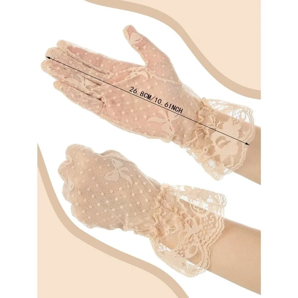 Women's Elegant Dress Up Lace Gloves Dark Nude Halloween Wedding Parties Prom